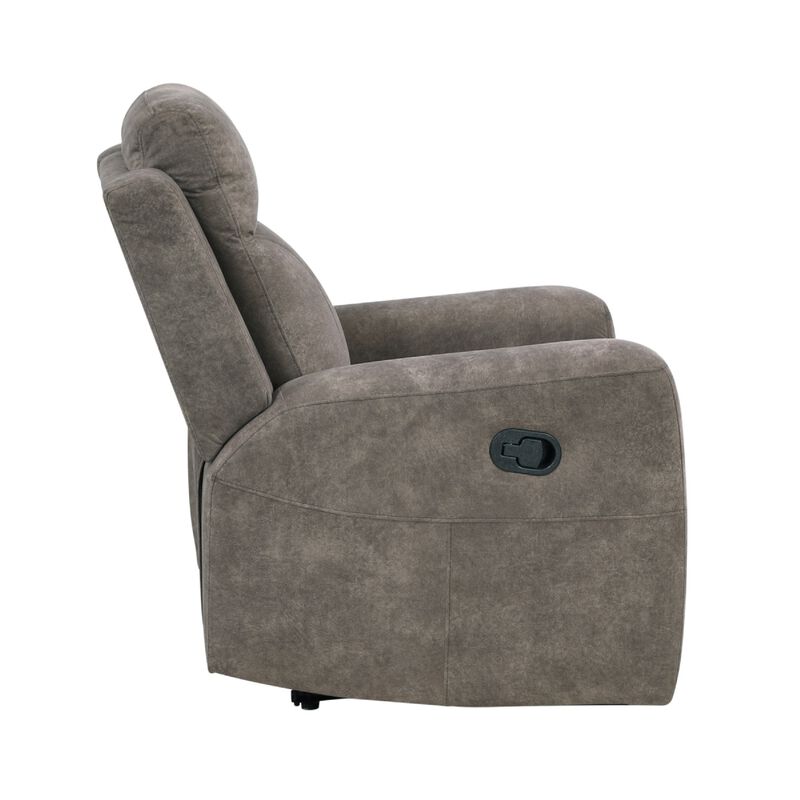 Diti Manual Pull Tab Reclining Chair, Brown Stain Resistant Microfiber image number 4