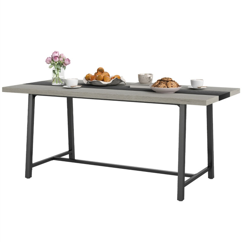Wooden Top Dining Table with Metal Legs For Dining Room image number 0