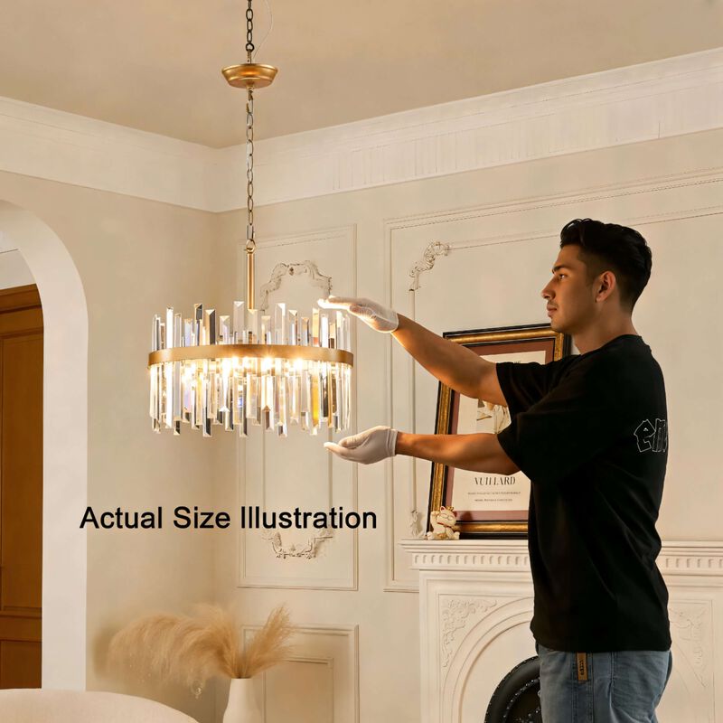 Candela Glossy Light Brass 5-light Drum Crystal Glass Chandelier image number 3