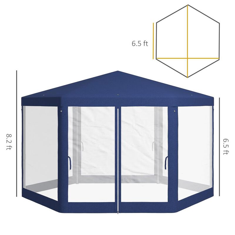 Hivvago 13' x 11' Hexagon Party Tent Canopy with Protective Mesh Walls image number 2
