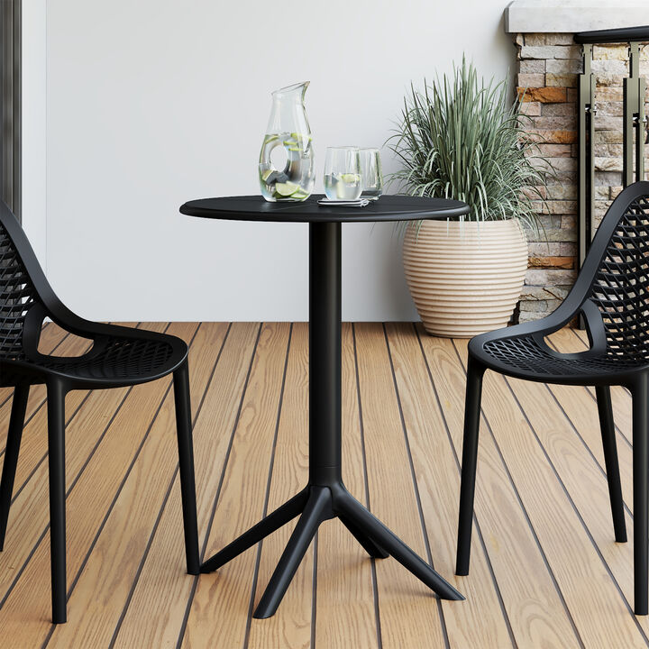 WestinTrends 23.5" Outdoor Polypropylene Resin Round Patio Bistro Dining Table for 2