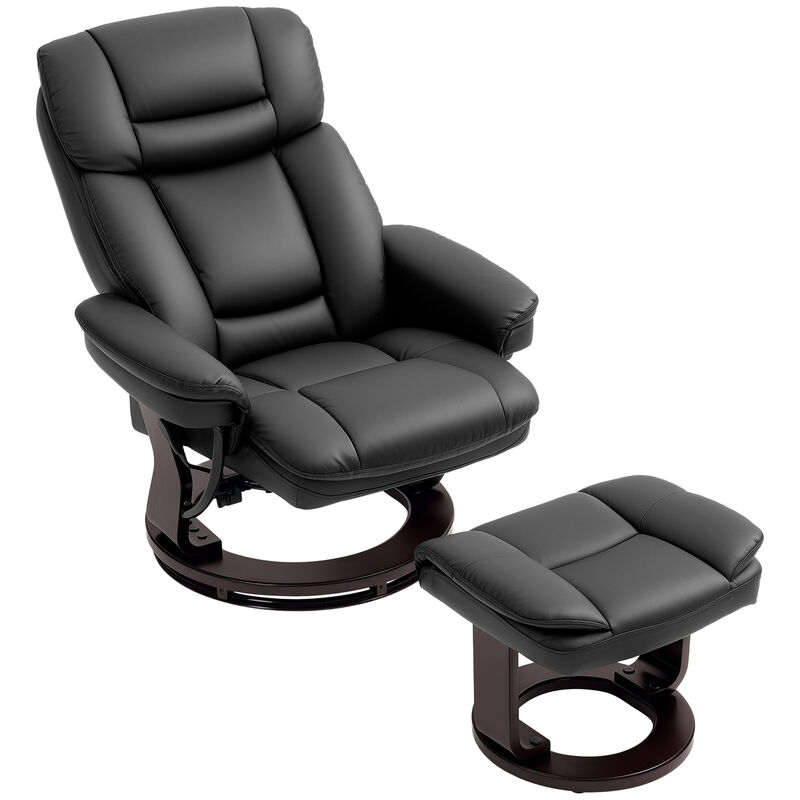 Hivvago PU Leather Recliner with Matching Ottoman image number 0