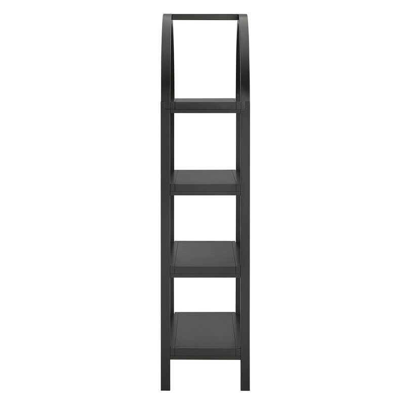 Modway Vexley 60 Inch Arched Bookshelf in Black &ndash; Modern Pine and Acacia Open Display Bookcase for Living Room, Office, Reading Nook image number 5