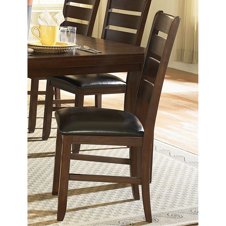 Contemporary Design Dark Oak Finish Wooden Side Chairs Set of 2pc Upholstered Dining Furniture