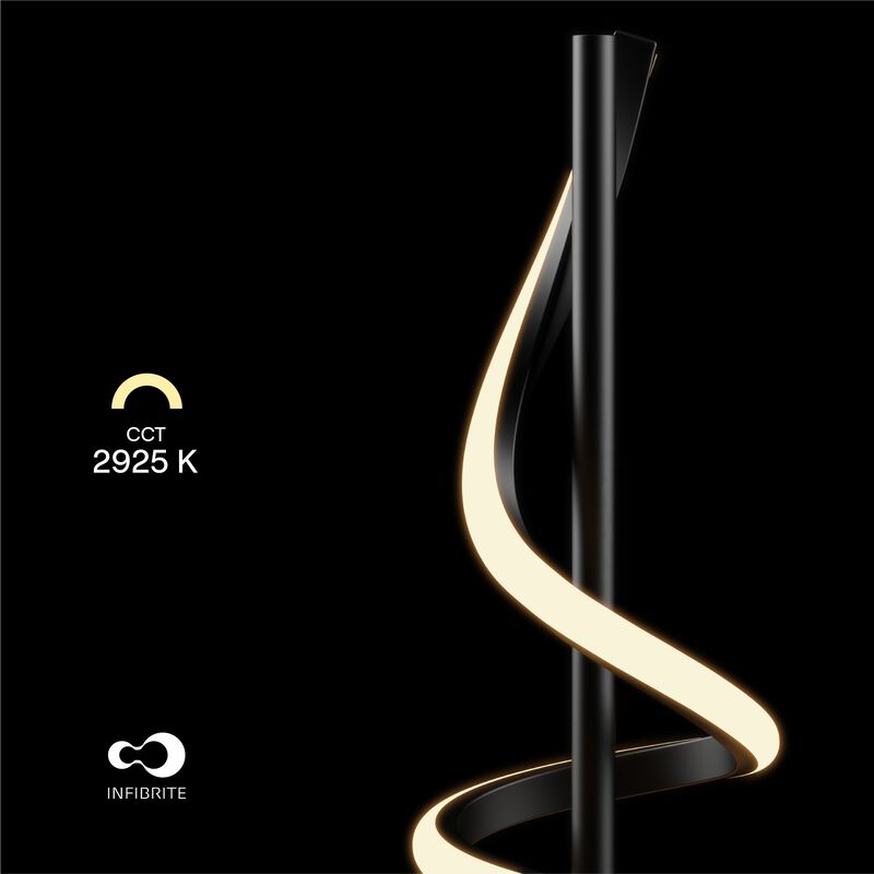 Sculptural Curve 12W LED Table Lamp 16 in. - 3000K Warm White - Matte Black
