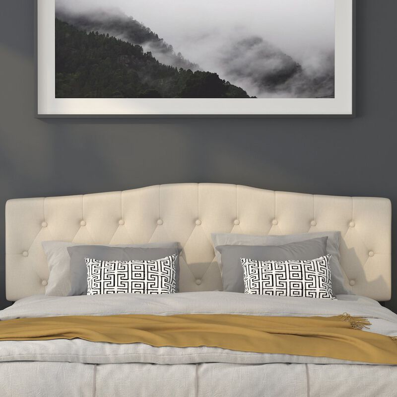 Flash Furniture Tufted Upholstered King Size Headboard in Beige Fabric image number 7