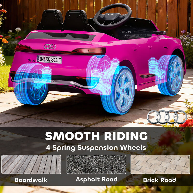 BreeBe Audi Q8 e-tron Sportback Licensed 12V Battery Powered Kids Electric Car w/ Spring Suspension, Soft Start image number 7