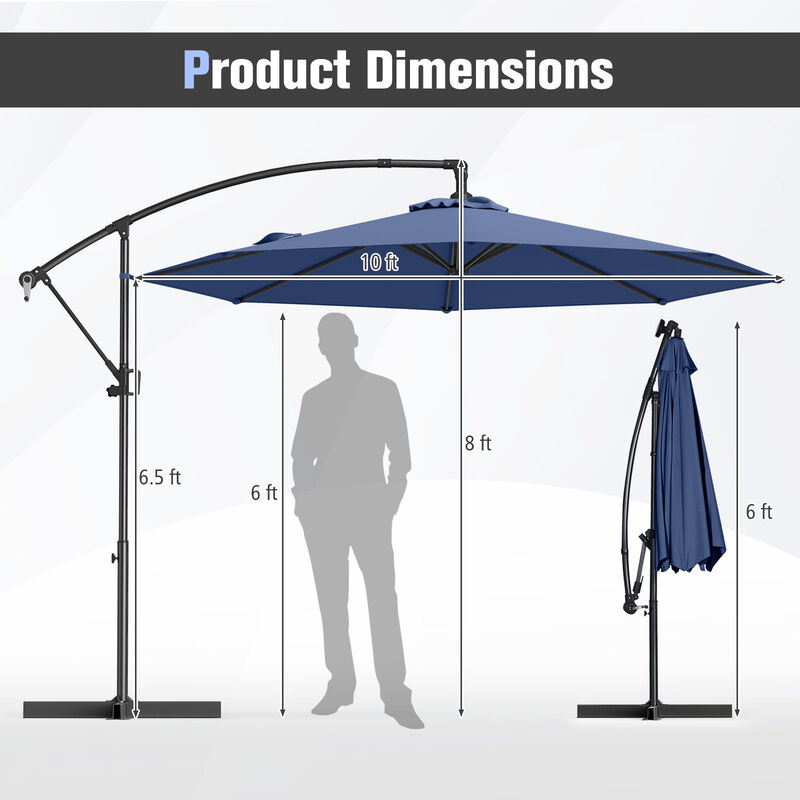 Offset Hanging Patio Umbrella with Base &ndash; Infinite Tilt Cantilever Design