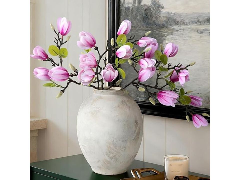 5 Piece Artificial Magnolia Flower Stems Vase Filler Flowers