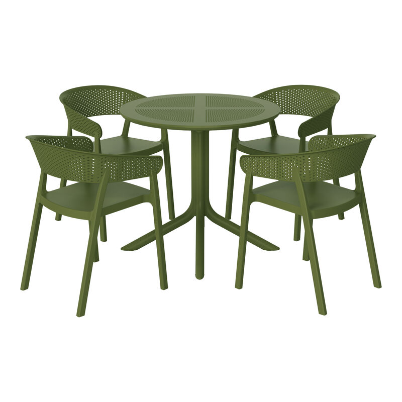 WestinTrends 5-Piece Modern Patio Round Dining Table Set with Stackable Patio Dining Chairs image number 0
