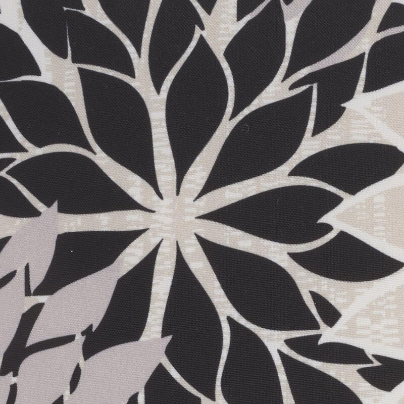 HomeRoots 20" Black Gray and White Handmade Floral Indoor Outdoor Throw Pillow image number 2