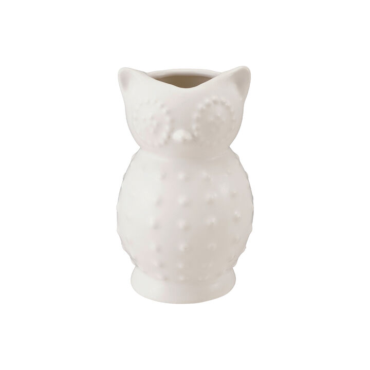 White Stoneware Owl Vase, Vintage Charm