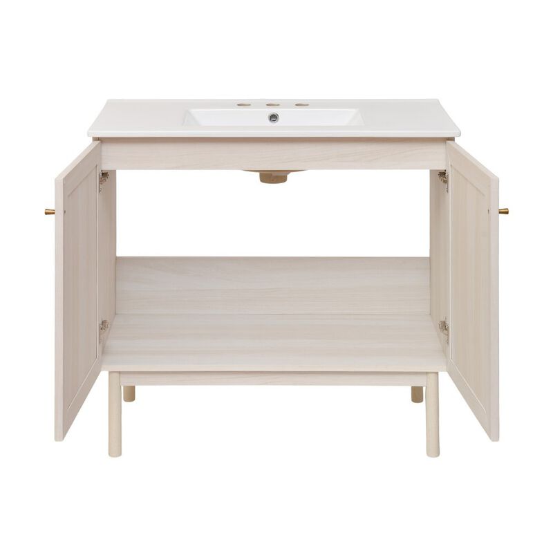 36" Freestanding Bathroom Vanity with 3-Hole Widespread Sink Top image number 4