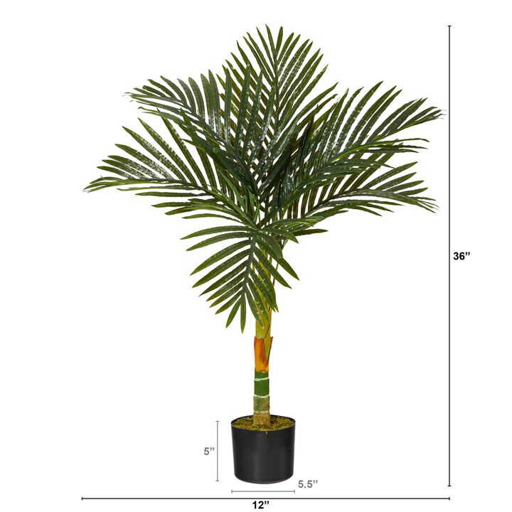 HomPlanti 3 Feet Single Stalk Golden Cane Artificial Palm Tree