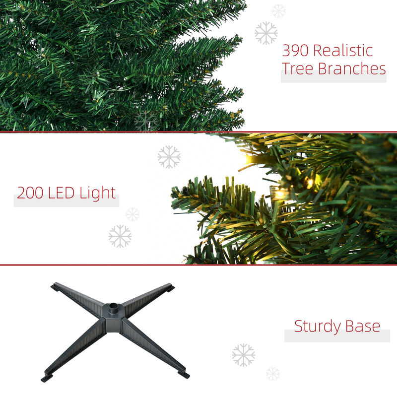 BreeBe 6' Pre-Lit Slim Noble Fir Artificial Christmas Tree with 200 LED Lights image number 7