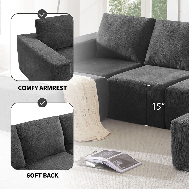 Merax Modular U Shaped Sectional Sofa Floor Couch Set