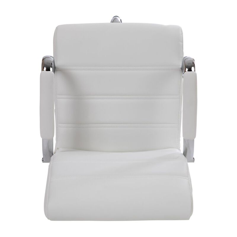 Flash Furniture Mid-Back White Drafting Chair with Adjustable Foot Ring and Chrome Base image number 6