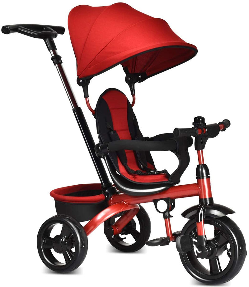 4-in-1 Toddler Tricycle with Adjustable Push Handle and Growing Design image number 0