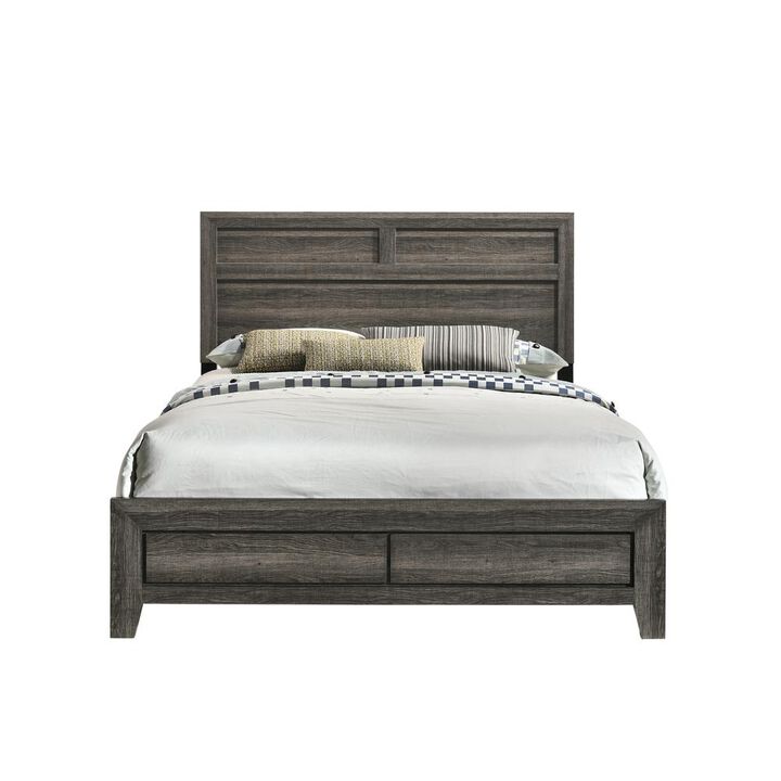 Issac Panel Bed-in-A-Box with USB in Gray Brown, Full