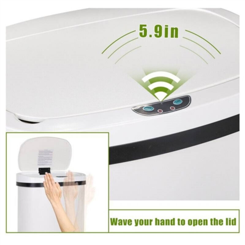 13-Gallon Smart Trash Can – Stainless Steel Touchless Waste Bin with Motion Sensor
