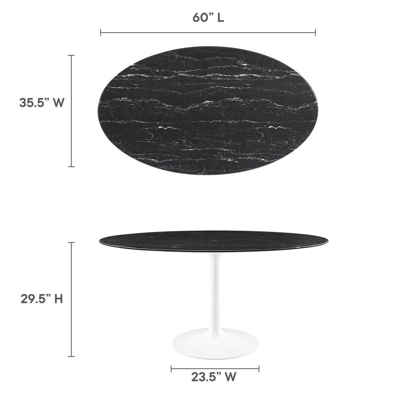 Modway - Lippa 60" Oval Artificial Marble Dining Table White Black