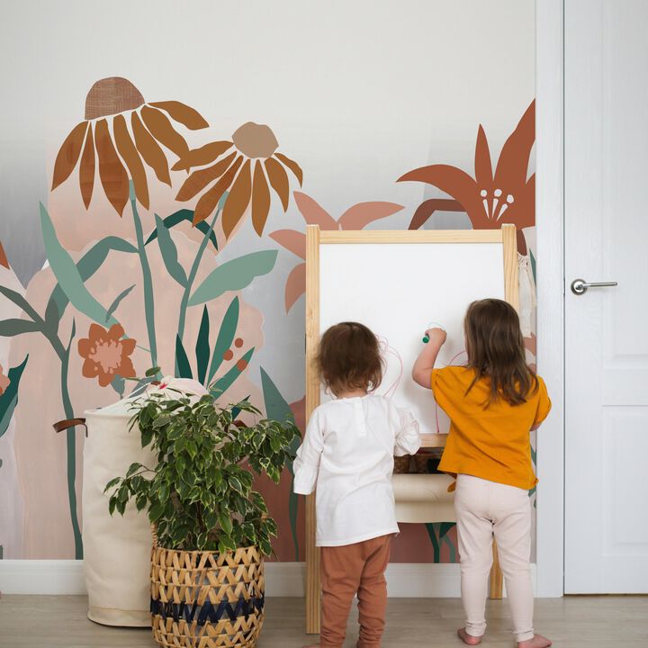 Day Dreamers Flowers Multi-colored Mural RB303