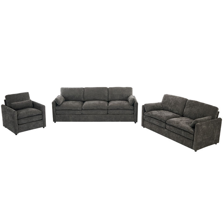 Merax Cozy Chenille Upholstered Sofa Set