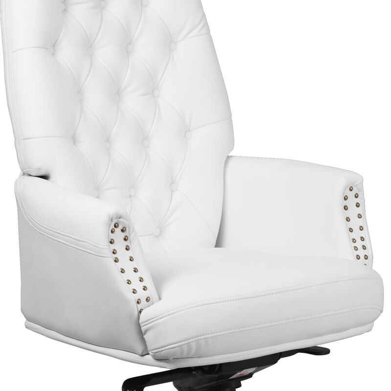 Hansel High Back Traditional Tufted White LeatherSoft Multifunction Executive Swivel Ergonomic Office Chair with Arms image number 6