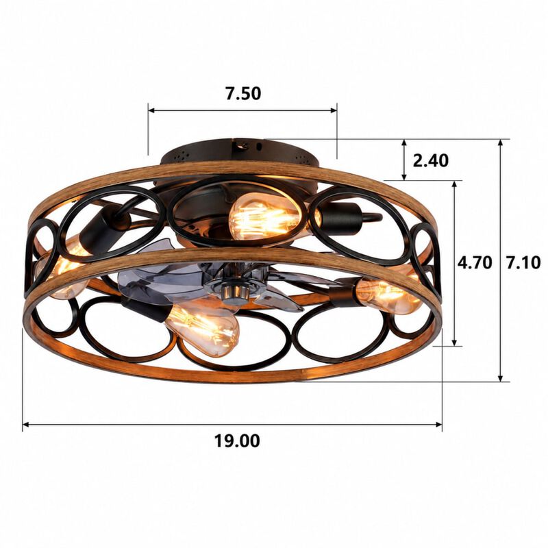 Caged Flush Mount Ceiling Fan with Lights image number 1