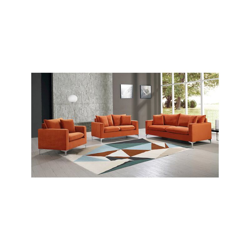 Meridian Furniture Naomi Cognac Velvet Sofa