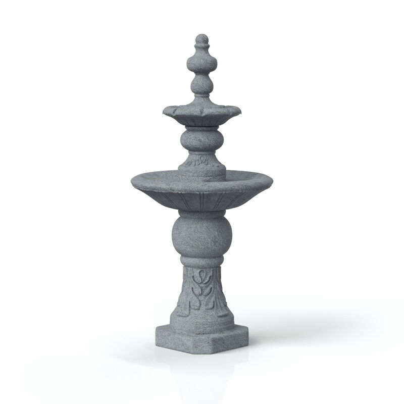 Icy Stone Two-Tier Outdoor Water Fountain, Stone Gray image number 8