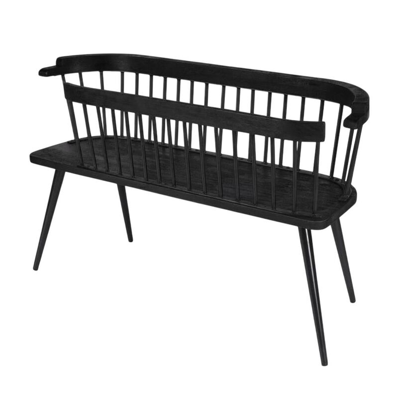 Butler Specialty Tempe Mango Wood Spindle Back 51.25"W Bench, Black image number 1