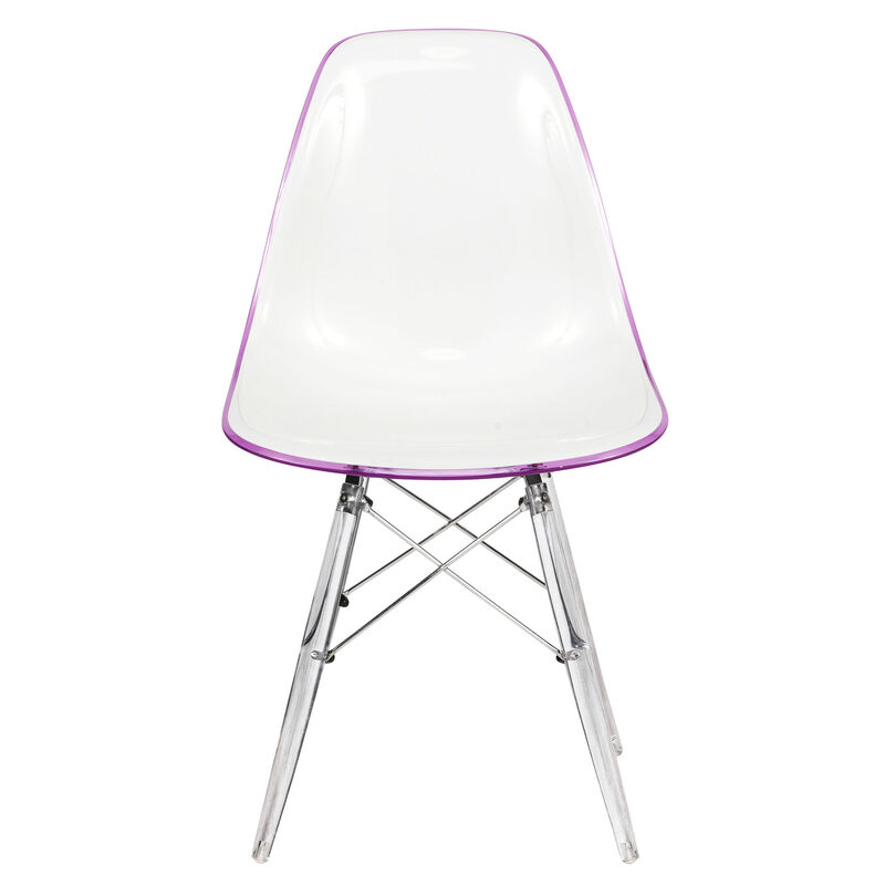 LeisureMod Dover Plastic Molded Modern Dining Side Chair with Acrylic Base, Set of 2