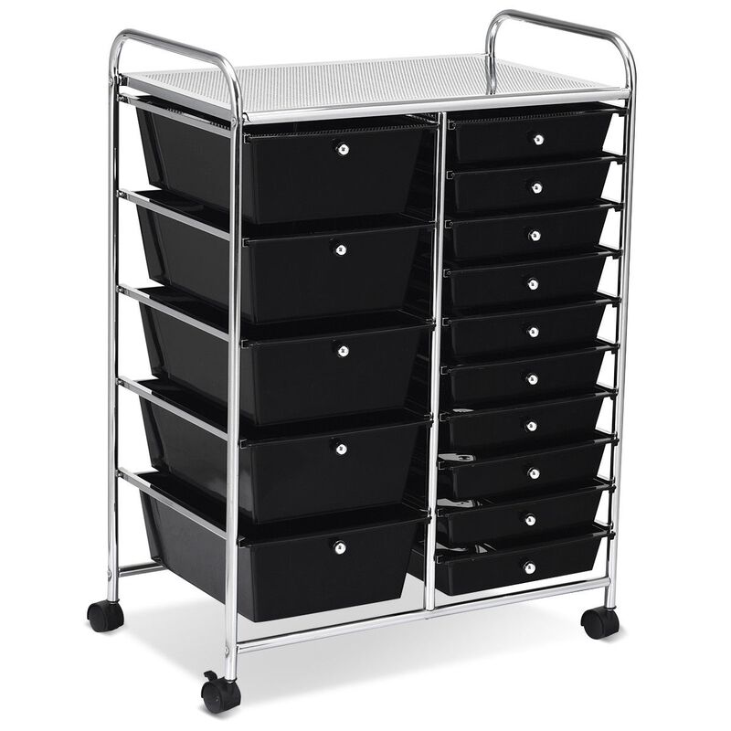 15-Drawer Utility Rolling Cart with Multi-Purpose Storage Drawers image number 0