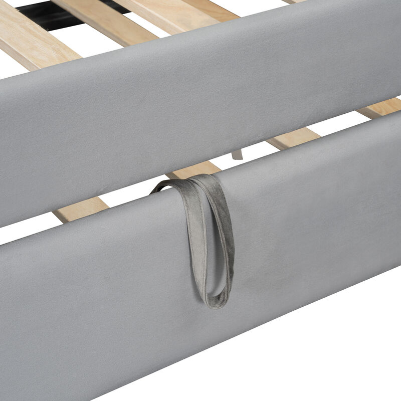 Merax Twin Size Upholstered Daybed with Pull-Up Trundle