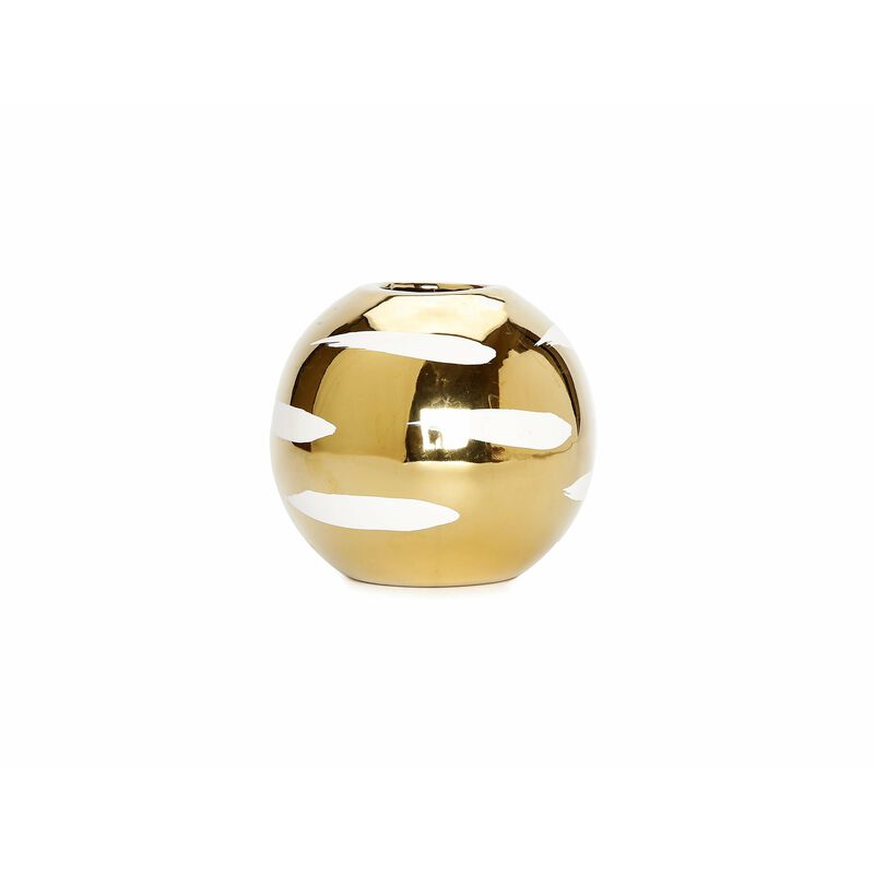 Gold Vase with White Block Design image number 2