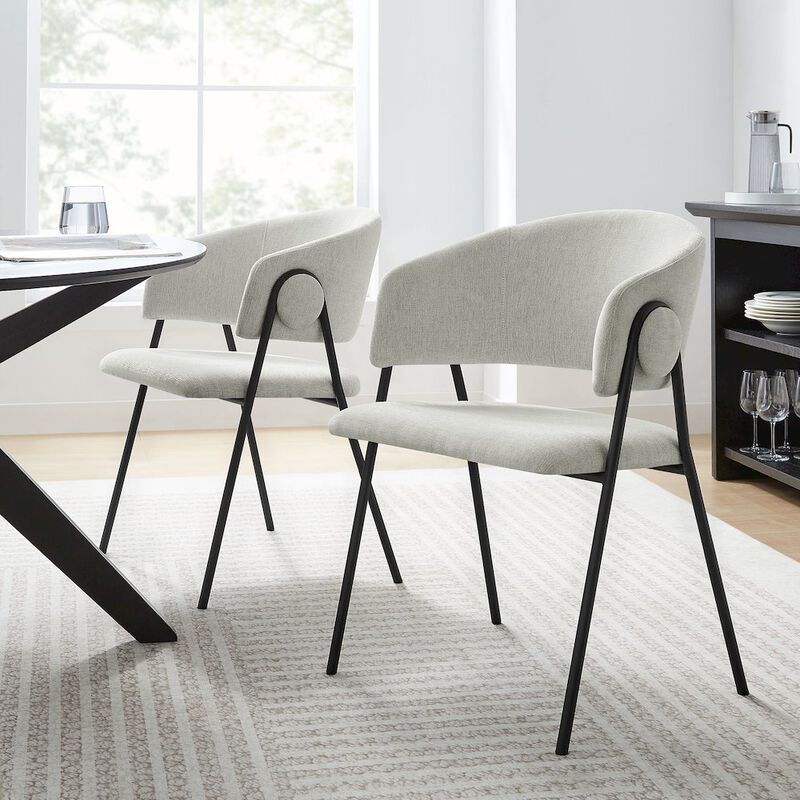 Nella Upholstered Heathered Chenille Dining Chairs Set of 2 image number 8