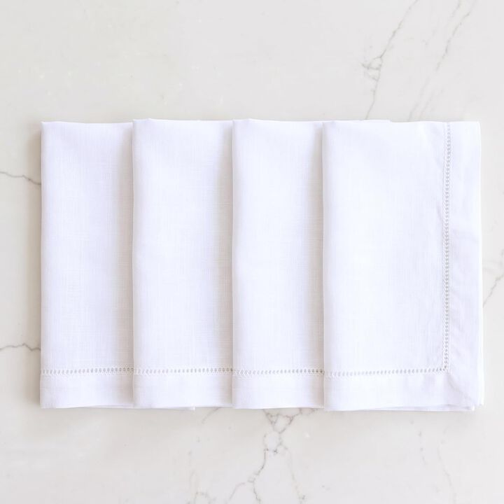 Birch Hemstitch Dinner Napkins Set of 4, 20x20 Inches