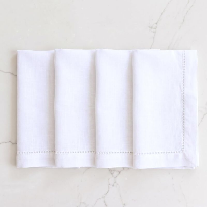Birch Hemstitch Dinner Napkins Set of 4, 20x20 Inches image number 0