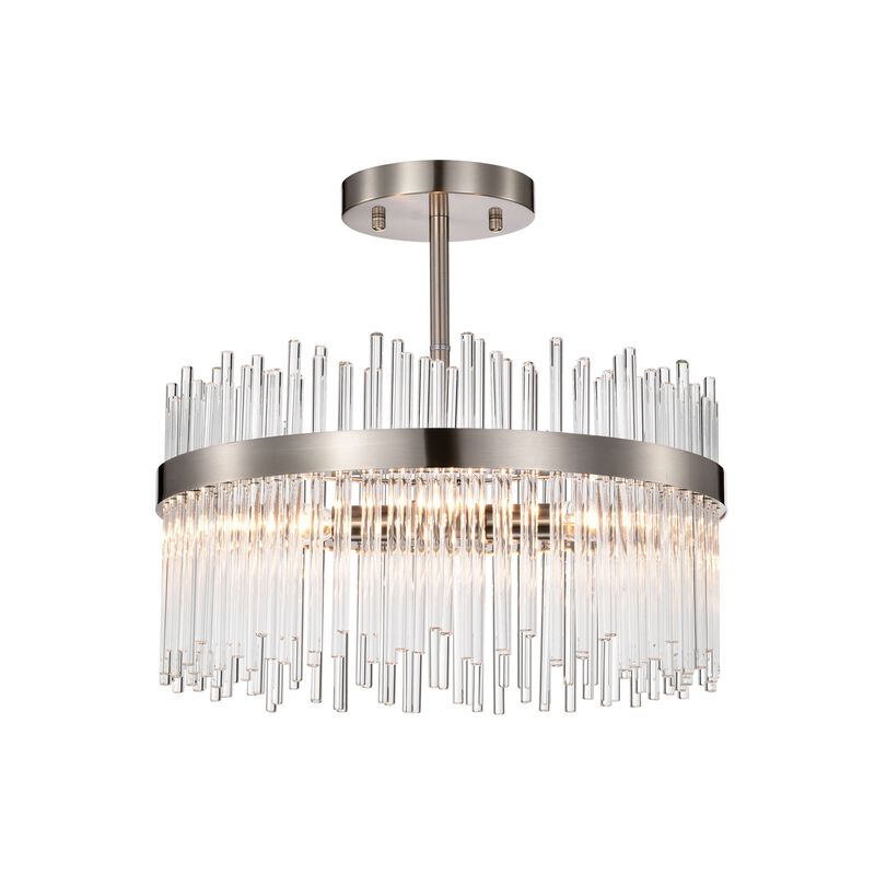 Elisa 17" 4-light Satin Nickel Finish Flush Mount with Clear Glass Bars image number 0