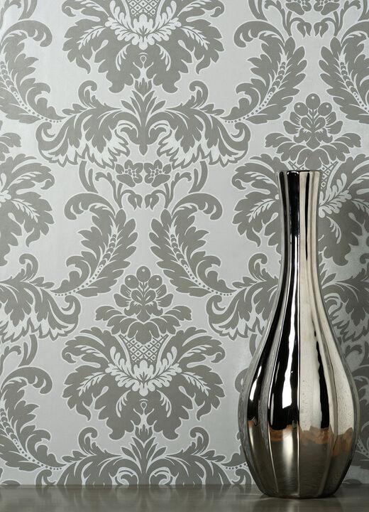 Windsor Grey Damask Wallpaper