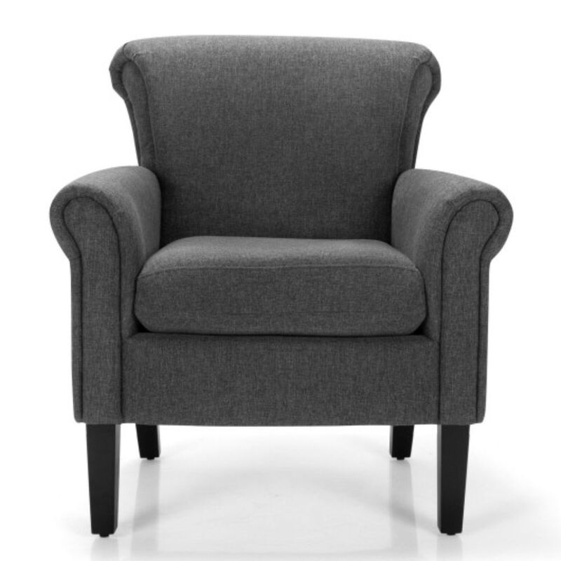 Upholstered Fabric Accent Chair with Adjustable Foot Pads