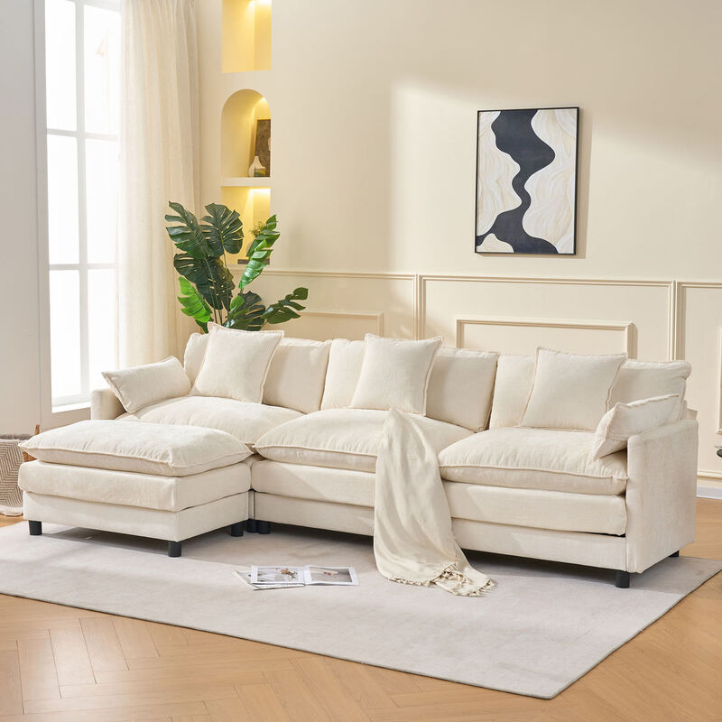 Envelor Modern L-Shaped Modular Chenille Sectional Sofa image number 3