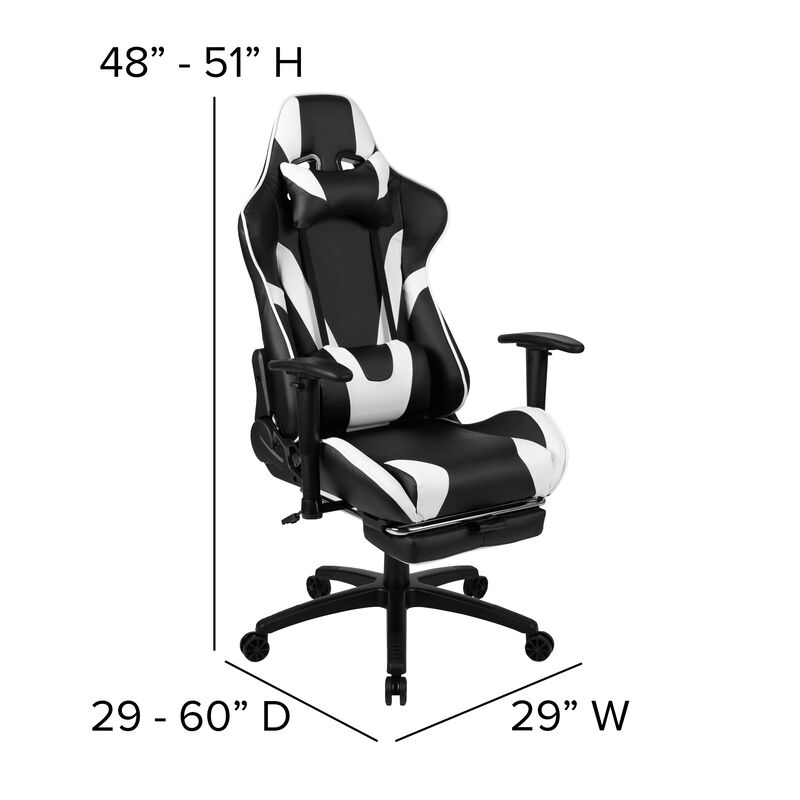 X30 Gaming Chair Racing Office Ergonomic Computer Chair with Reclining Back and Slide-Out Footrest in   LeatherSoft image number 4