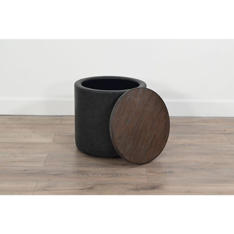 Sunny Designs Modern Round Storage Ottoman with Wood Lid image number 3
