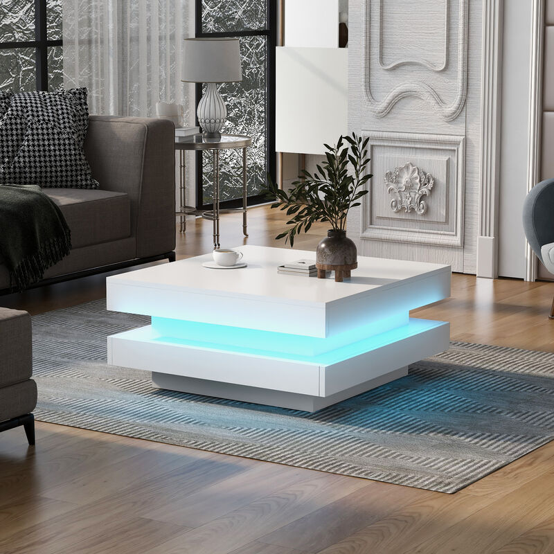 Merax 2-Tier Square Coffee Table