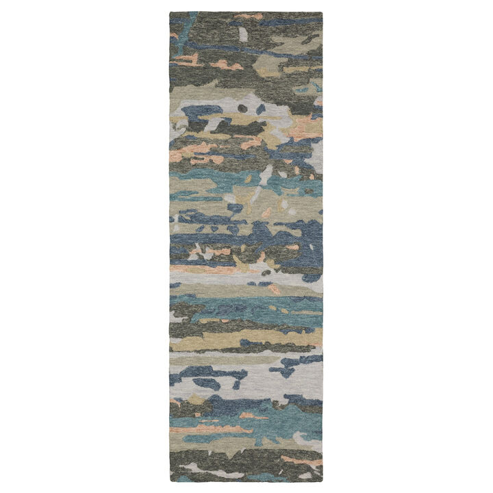 HomeRoots Wool Abstract Hand Tufted Runner Rug
