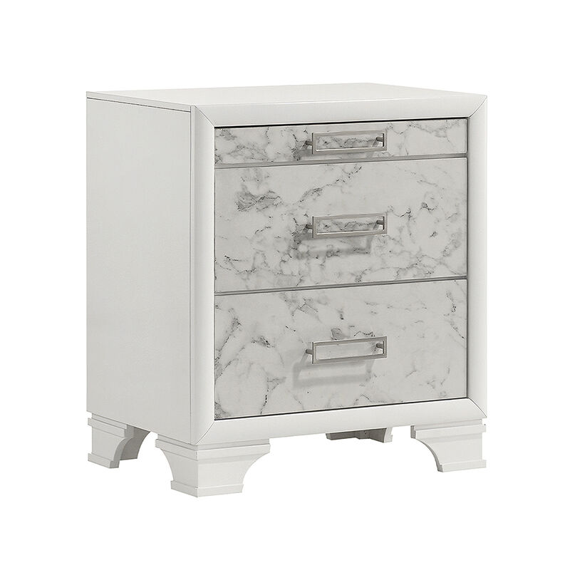 Mirevessiq Marble-Front 3-Drawer Nightstand image number 8