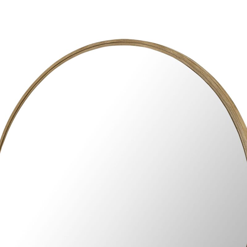 Fij Oval Dresser Mirror, Sand Wash Wood, Felt-Lined Tray, 38 Inch - Benzara