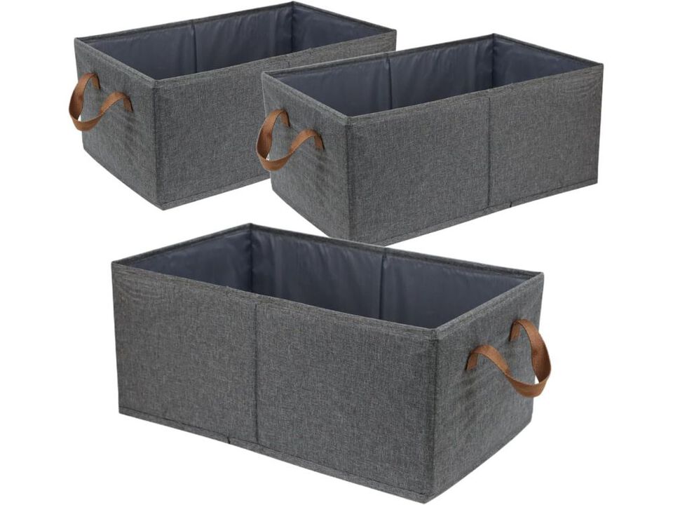 3 Pack Large Storage Bins Foldable Closet Shelf Organizer Basket Boxes